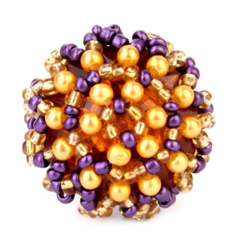 Round hand beaded game day Purple and gold