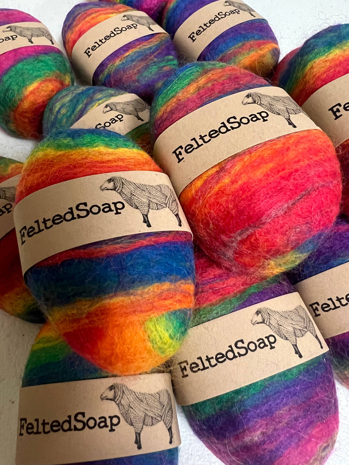 Felted Soap Blended RAINBOW Bright Colors Washcloth & Soap