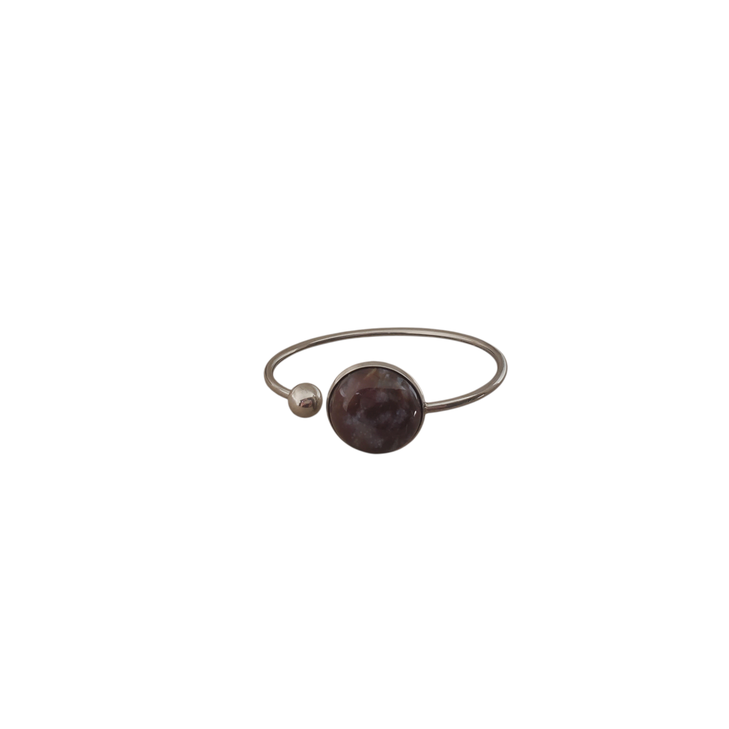 Indian Agate & Stainless Bangle Bracelet