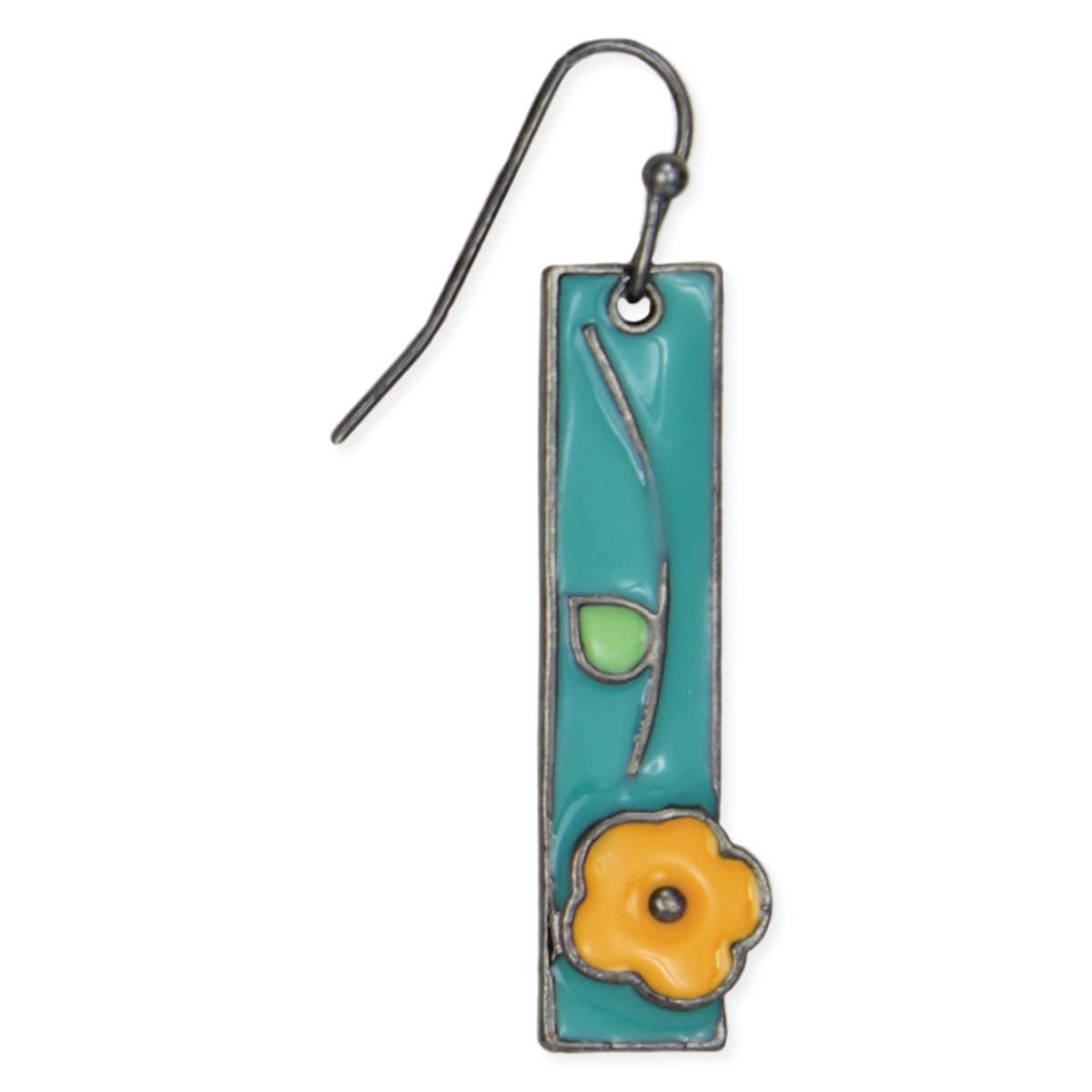 Vintage Bar Silver Flower Enamel Earrings