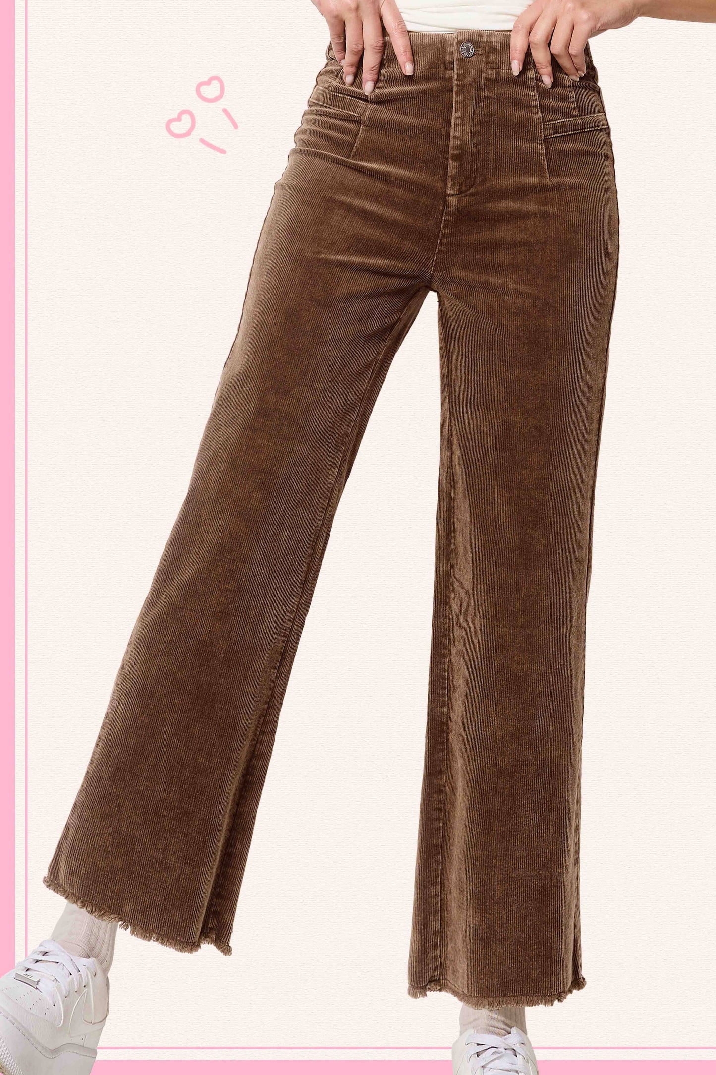 MCP4220-Mineral Washed High Waisted Wide Leg Corduroy Pants