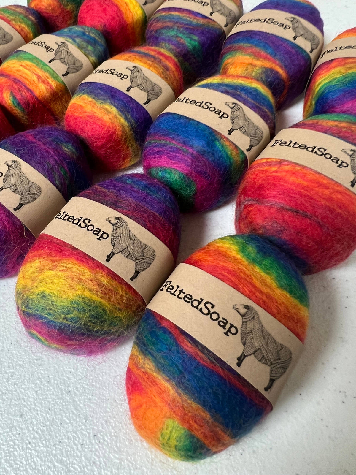 Felted Soap Blended RAINBOW Bright Colors Washcloth & Soap