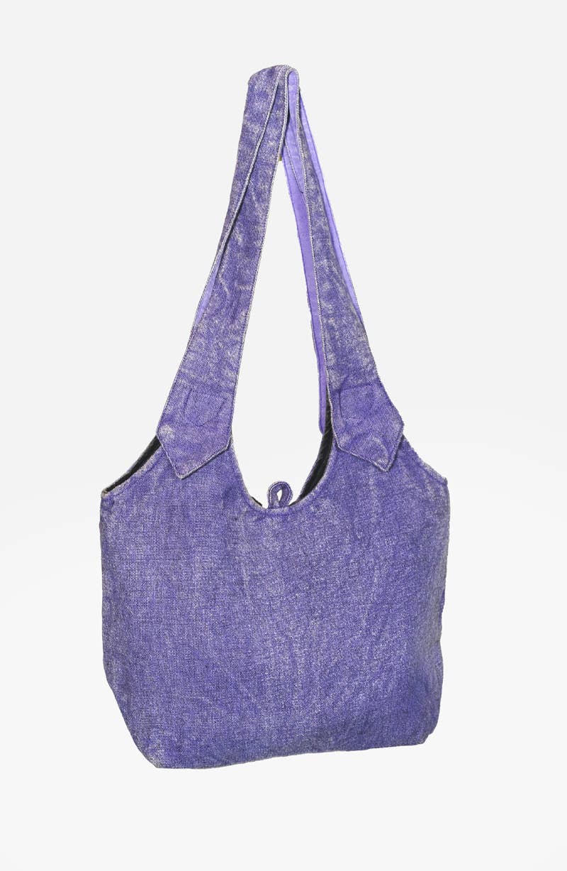 Wildflower Patchwork Cotton Hobo Handbag Purple Color