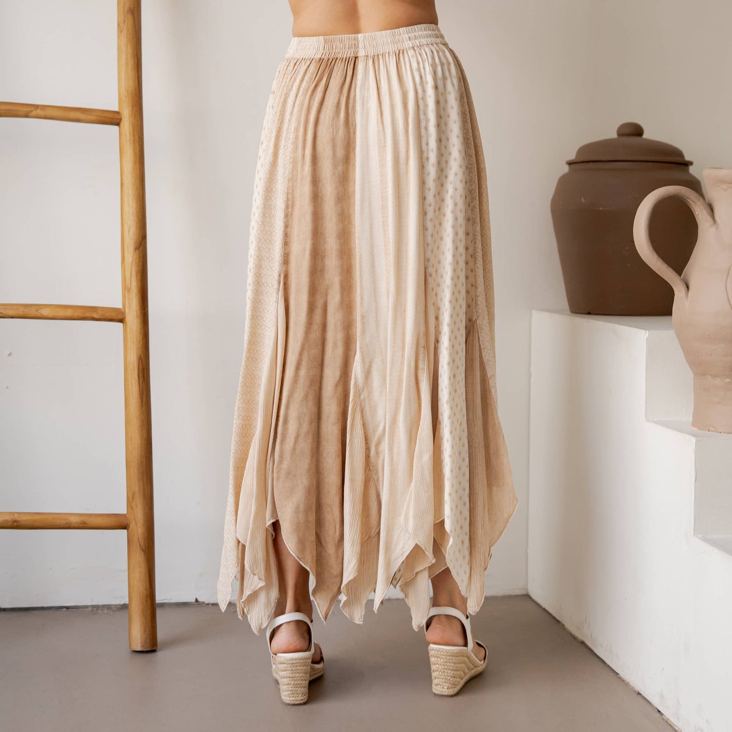 Artisan Bohemian Patchwork Handkerchief Maxi Skirt NEW