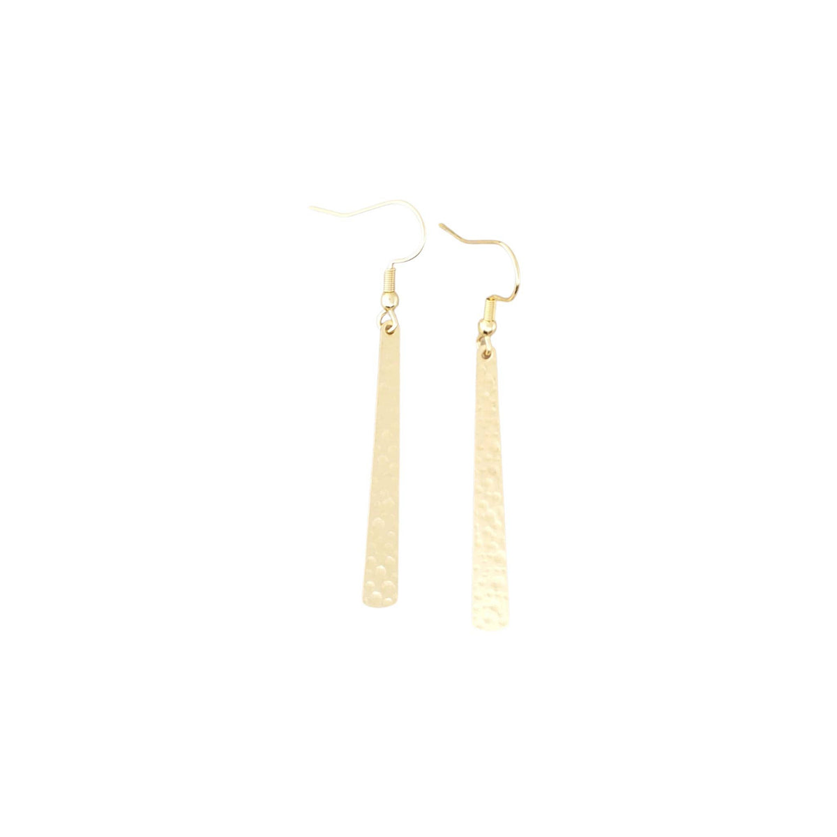 Brass Hammered Thin Drop Earrings