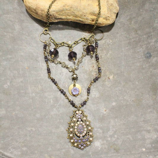 Rich In Purple Bling Layered Necklace