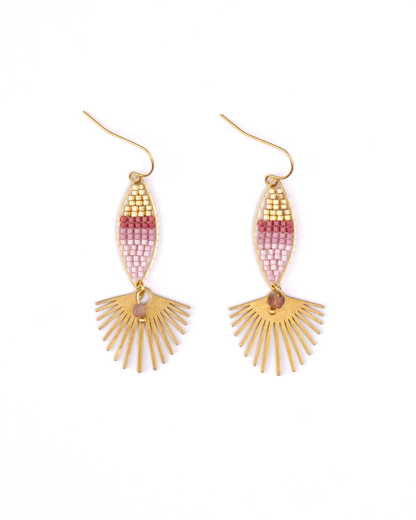 Beaded Handwoven Cotton Candy Dangle Earrings (Blue)