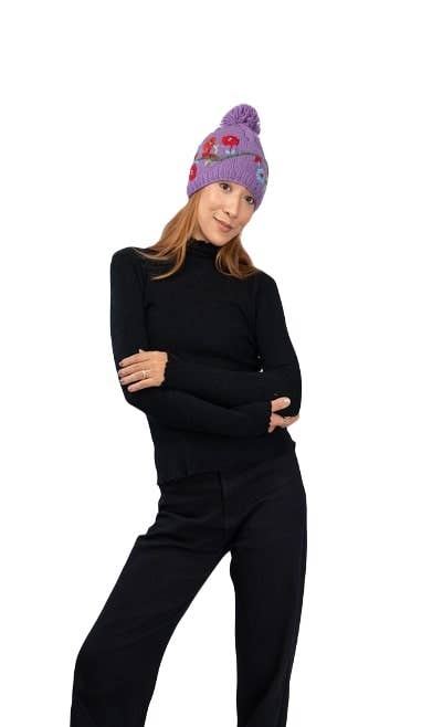 Elegant French Lilac Beanie Arina Hat for Winter Fashion