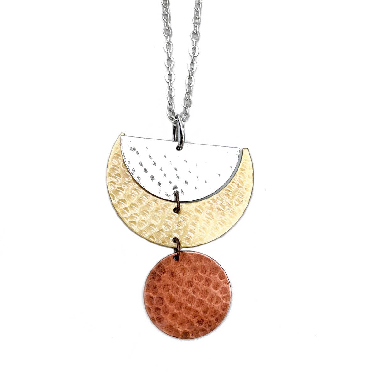 Banjara Collection - Hammered Mixed Metal Abstract Necklace