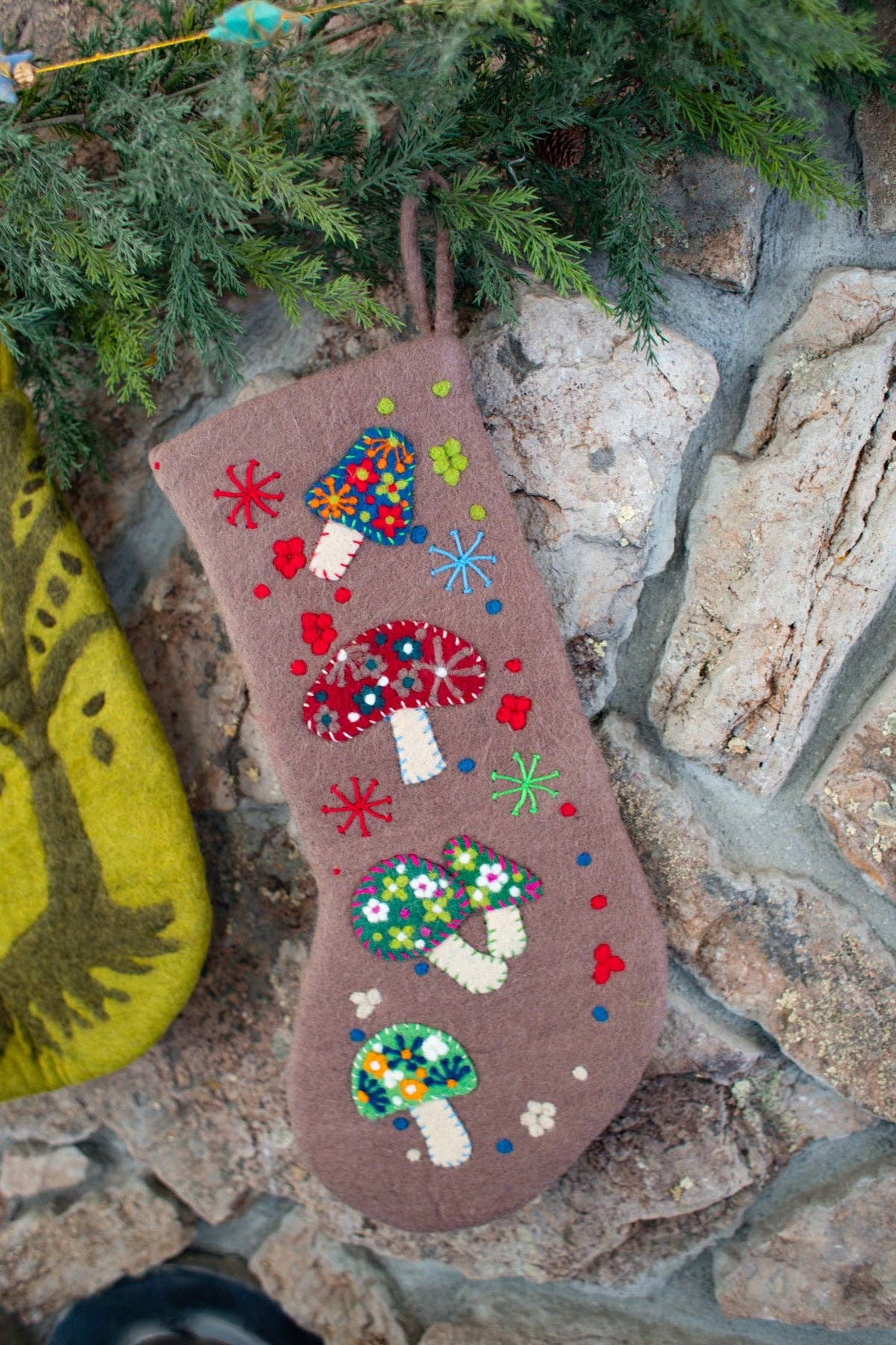 Pure Wool Handcrafted Boho Felt Holiday Home Stocking