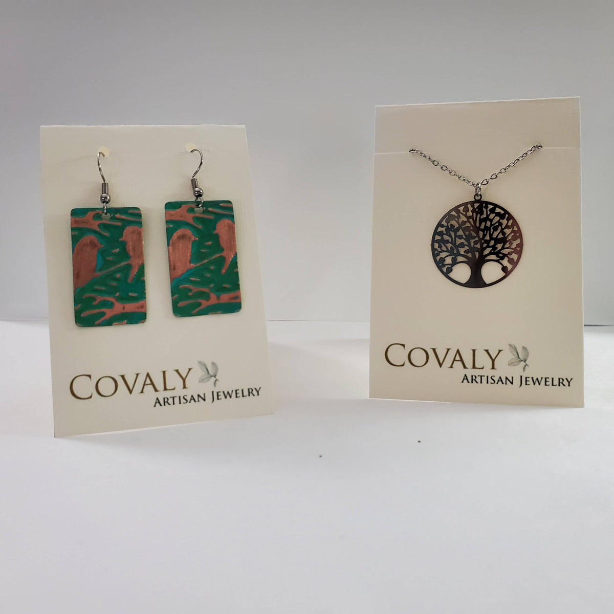 Flame Paint & Hammered Copper Circle Connector Earrings