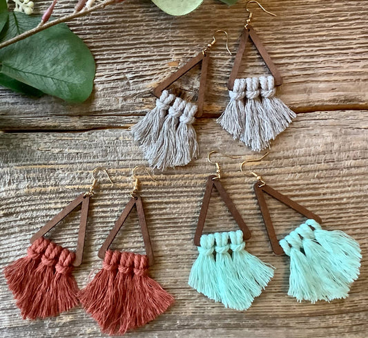 Earrings, boho earrings, tassel earrings